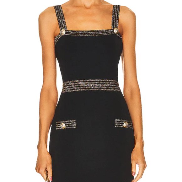 L'Agence AIDEN SLEEVELESS black and gold KNIT DRESS - Picture 2 of 3